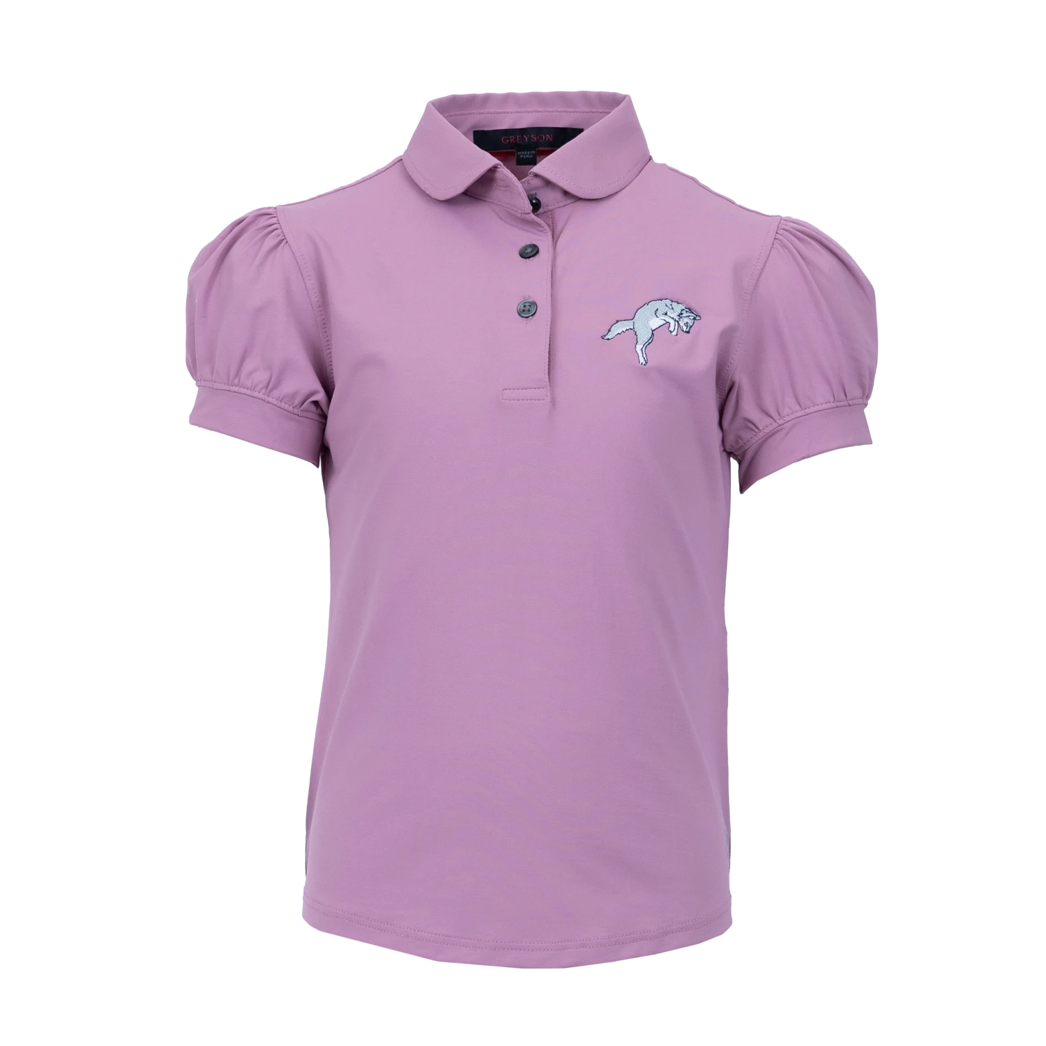 Girl's Pouncing Wolf Scarlett Polo 1 Girl's Pouncing Wolf Scarlett Polo